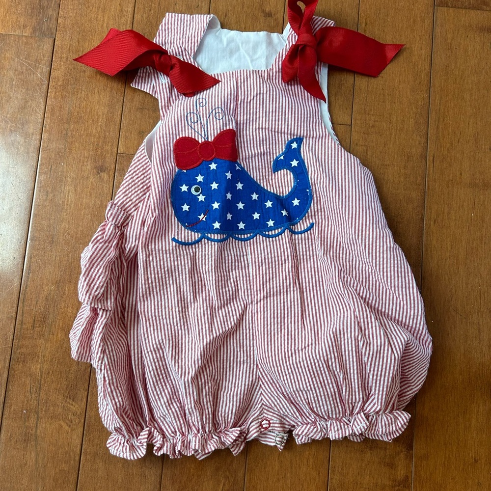 A Whaley cute onesie - red, white and blue
